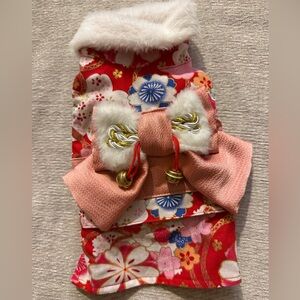 Floral Kimono Dog Outfit with Bow